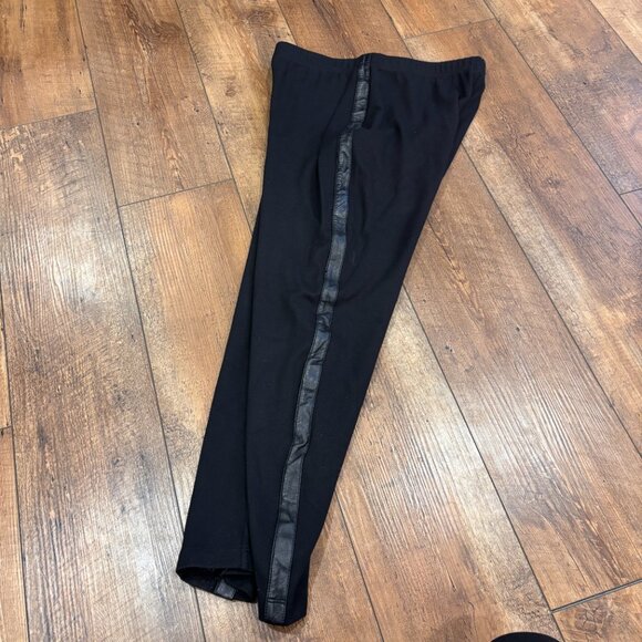 ST. JOHN Collection Black Genuine Leather Side Stripe Legging Pants Women's S - Picture 11 of 11